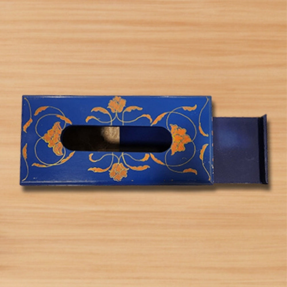 royal blue floral wooden decorware tissue box holder